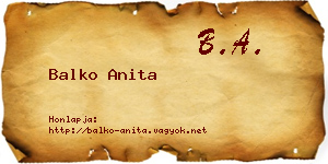 Balko Anita névjegykártya