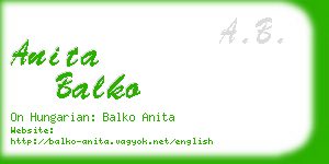 anita balko business card